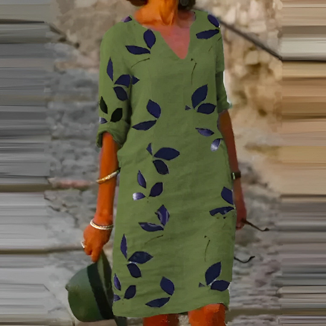 Zadie - 美しい葉のプリント柄の夏用ドレス