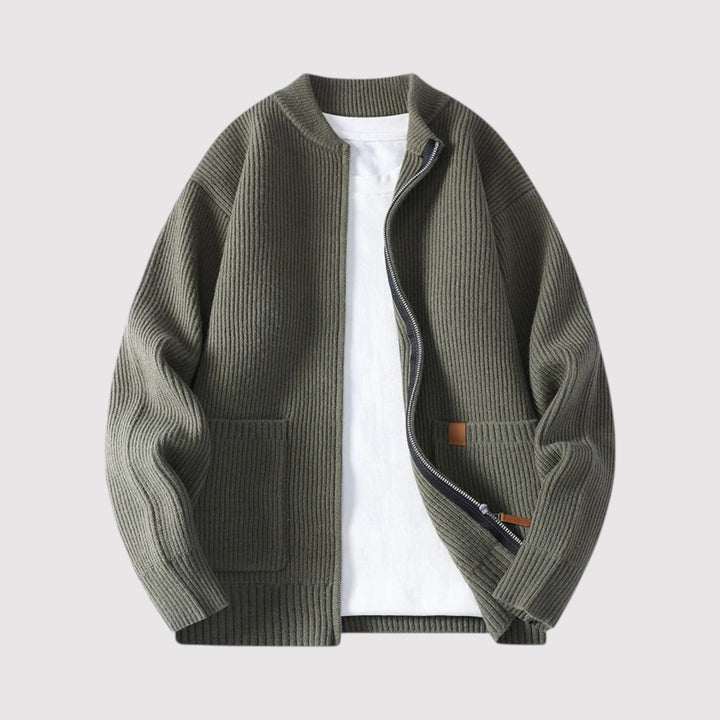 MATHEW | エレガントなリブ編みのメンズジャケット